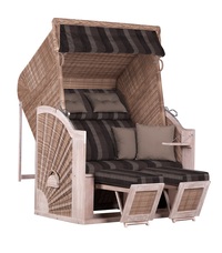 Strandkorb KAJSA XL - mit extra breiter Sitzfläche - mit herausnehmbarer Kissenausstattung / Stoff: Streifen anthrazit-braun 