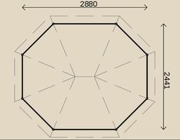 Pavillon ANTJE / Info in unserer Aussstellung / in 28 mm Wandstärke / 3,00 m x 2,50 m oval