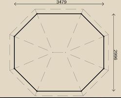 Pavillon STELLA / Info in unserer Ausstellung /  in 28 mm Wandstärke / 3,50 m x 3,00 m oval