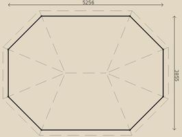 Pavillon THERESA / Info in unserer Ausstellung / in 44 mm Wandstärke / 5,25 x 3,85 m oval