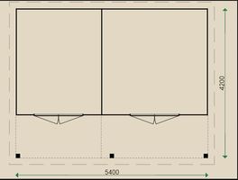 Angebot über eine individuelle VERANDA KOMBINATION  / NR. 5 / 2-Raum-Lösung / in 28 oder 44 mm / z. B. 5,40 x 4,20 m