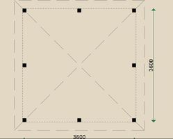 FREISITZ NR. 1 / mit Pyramidendach  / 3,60 x 3,60 m / mit 8 Stützpfosten