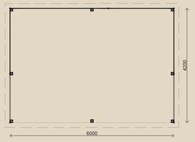 FREISITZ NR. 5 / mit Flachdach / 6,00 x 4,20 m / mit geschlossener Rückwand und 2 teilgeschlossenen Seitenwänden